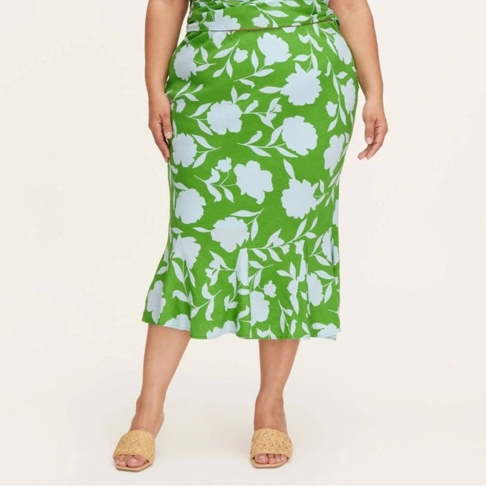 Kate Spade @ Target Green and White Floral Midi Skirt